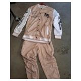 Tan Polyester NY Jacket and Pants Set, Size L