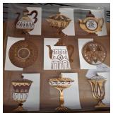 Glass Serving Tray With Gold and White Designs