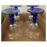 Clear and Blue Glass Stemware