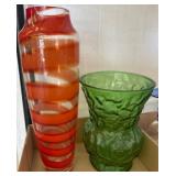 Two Glass Vases: Swirl and Textured Designs