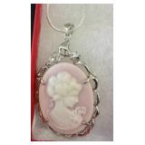 Silver-Tone Necklace With Cameo Pendant
