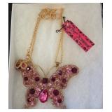 Betsey Johnson Pink Butterfly Necklace