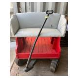 Red Wooden Wagon with Padded Seat and Handle c14