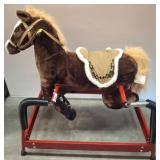 Caba Plush Rocking Horse with Red Metal Frame