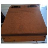 Wooden Box with Hinged Lid and Metal Accents
