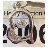 Heart-Shaped 925 Silver Pendant with CZ Stone