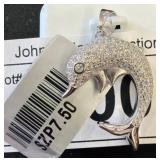 925 Silver Dolphin-Shaped Pendant with Rhinestones