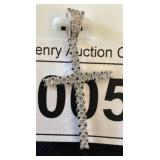 925 Silver Cross Pendant with Clear Stones
