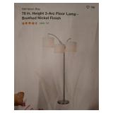 78 in. 3-Arc Floor Lamp in Brushed Nickel