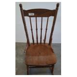 Wooden Rocking Chair with Carved Backrest