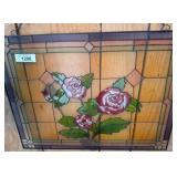 Stained Glass Panel with Rose Motif