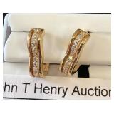 Gold-Tone and Silver Earrings with Clear Stones