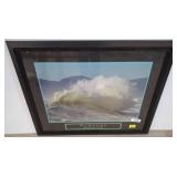 Framed Motivational Print with Wave Imagery