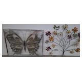 Butterfly Artwork and Floral Metal Wall Decor