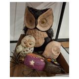 Owl Figurines, Various Materials