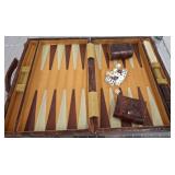 Leather Backgammon Set with Dice and Counters