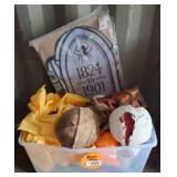 Plastic Bin of Halloween Decorations