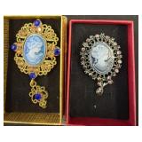 Two Cameo Brooches with Ornamental Details