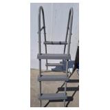 Grey Metal Pool Ladder With Four Steps