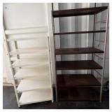 Two Metal Shelving Units, White and Brown