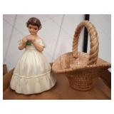 Ceramic Figurine with Basket Decor