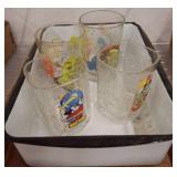 Four Glasses with Character Designs