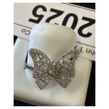 Butterfly Ring in .925 Silver with Clear Stones