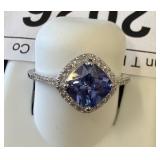 Cushion-Cut Blue Stone Ring in 925 Silver