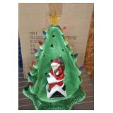 Ceramic Christmas Tree with Santa and Lights