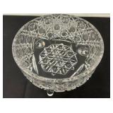 Cut Crystal Footed Bowl with Patterned Design