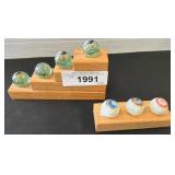 Wood Displays with Decorative Glass Marbles