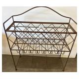 Vintage-Style Metal Wine Rack with Glass Shelf