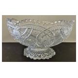 Pressed Glass Pedestal Bowl with Decorative Patter