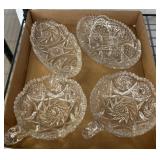 4 Pressed Glass Dishes with Handles