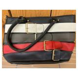 Black Tote Bag With Multicolor Strap Design