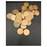 50 Wheat Pennies, Various Years