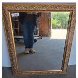 Framed Mirror with Ornate Gold-Tone Detailing