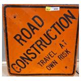Orange Metal Road Construction Sign r1 right