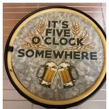 Circular Plastic Wall Clock With Beer Design