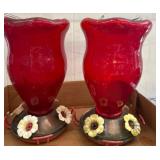 Red Glass Hummingbird Feeders