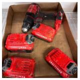 Craftsman V20 Drill with Four Lithium-Ion Batterie