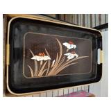 Lacquered Tray with Floral Design, Made in India