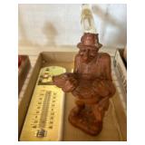Brass Magnifying Glass and Wooden Fisherman Figuri