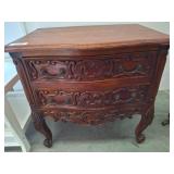 Wooden Two-Drawer Chest with Carved Details