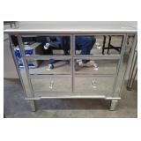Mirrored Six-Drawer Silver-Finished Dresser