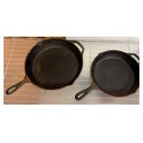 Two Cast Iron Skillets, Including Lodge