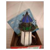 Lighthouse Lamp and Painted Nautical Cabinet