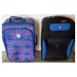 Two Soft-Sided Rolling Suitcases, Blue & Patterned