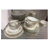 Floral Porcelain Dinnerware Set with Gilded Trim