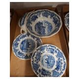 Enoch Wedgwood Blue Transferware Tableware Set